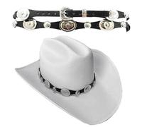 Rainbow Trimming Co. Black Western Hat Band with Silver Conchos and Adjustable Buckle