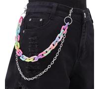 Rainbow Trousers Chain | Colorful Acrylic Hip Hop Punk Jean Pant Chains,Adjustable Length All-Match Waist Accessories for Party Gatherings Festival Celebrations