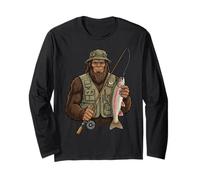 Rainbow Trout Bigfoot Fisher Steelhead Fish Angler Long Sleeve T-Shirt