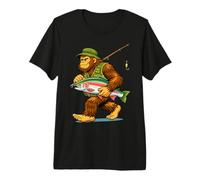 Rainbow Trout Fish Fishing Bigfoot Sasquatch Funny Fisherman Premium T-Shirt