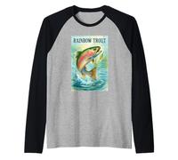 Rainbow Trout Fish Raglan Baseball Tee