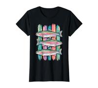 Rainbow Trout Fishing Art Watercolor Fish Preppy Lake Life Value Graphic T-Shirt