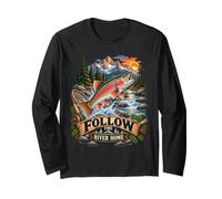 Rainbow Trout Fishing Follow The River Home Mountain Angler Long Sleeve T-Shirt