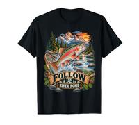 Rainbow Trout Fishing Follow The River Home Mountain Angler Value Graphic T-Shirt