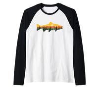 Rainbow Trout Forest Nature Fishing Outdoor Graphic Raglan Baseball Tee
