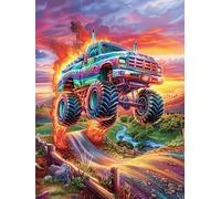 Rainbow Truck Driving on A Highway 500 Pcs Jigsaw Puzzles Wildlife Pet Puzzles for Adults Teens Fun Family Game Team Building Stress Reducing Autumn Gift Durable Recycled Material 500 PCS