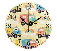 Rainbow Trucks Fun Round Wall Clock Colorful Wall Clock Modern Clocks For Dining Room Bedroom Decor 25Cm
