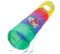 Rainbow Tunnel for Cats - Folding Pipes with Kitten Games, Colorful Age for Internal Cats | Interactive Pet Play Curtain, Soft Exploration Tunnel for CHIO