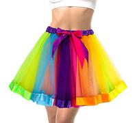 Rainbow Tutu Skirts Women's Ballet Tulle Tutu Skirt Ribbon Party Dance Skirt Runners Tutu Colorful Running Skirts for Women and Girls