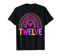Rainbow Twelve Years Old Love Heart 12th Birthday Party T-Shirt