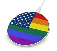 Rainbow U.S. Flag Funny Cell Phone Wireless Charger 10W Fast Charging Pad for Home Office