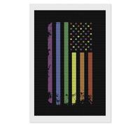 Rainbow U.S. Flag Funny Diamond Art Painting Kits for Adults Vertical Round Drill Dots Picture Crafts 8"x12"