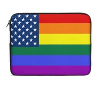Rainbow U.S. Flag Slim Laptop Sleeve for Men Women Large Capacity Zippered Case for Office Travel