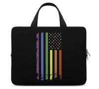 Rainbow U.S. Flag Trendy Laptop Sleeve with Handle Multi Size Portable Computer Protective Bags Cases