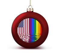 Rainbow U.S. LGBTQ Flag Christmas Balls for Tree Decoration PC Baubles Hanging Ornaments Festive Decor 2PCS