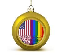 Rainbow U.S. LGBTQ Flag Christmas Balls for Tree Decoration PC Baubles Hanging Ornaments Festive Decor 2PCS