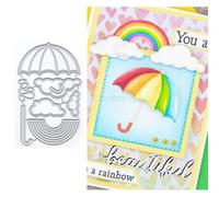 Rainbow Umbrella Die Cuts for Card Making, Rainbow Clouds Metal Cutting Dies for Paper Scrapbooking, DIY Stencils for Album Party Wedding Festivals Decoration