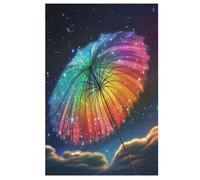 Rainbow Umbrella Puzzles 1000 Pieces Wooden Jigsaw Puzzle for Adults Brain Exercise Challenge Game Gift for Kids Children Jigsaws 78×53cm