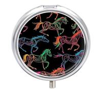 Rainbow Un-icorns Pill Organizer Round Pill Box Travel Pill Case Medicine Organizer for Pocket Purse