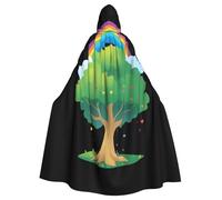 Rainbow Under The Tree Halloween Hooded Cloak For Men And Women: Lightweight Polyester Cloak With Hood - Perfect For Cosplay, Halloween & Costume Parties