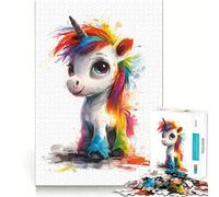 Rainbow Unicorn 1000 Piece Jigsaw Puzzles for Adults Jigsaw Mind Play Home Pastime Clean Edge Lovely Present (38x52cm)