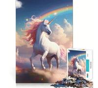 Rainbow Unicorn 1000 Piece Jigsaw Puzzles for Adults Teenagers Solid Logic Toy Quiet Fun Precision Cut Santa Wish Pick (38x26cm)