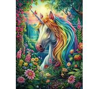 Rainbow Unicorn 500 Pc Classic Jigsaw Puzzle Fantasy Animal Plant Puzzle for Adults Hard Challenging Hobby Home Decor Poster High-grade Rigid Cardboard 500 PCS