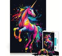 Rainbow Unicorn Art Jigsaw Puzzle for Adults 1000 Pieces Mind Puzzle Calm Pastime Image Assembly Lovely Present (38x52cm)