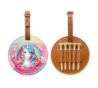 Rainbow Unicorn Black Printed golf tee storage bag - portable design, easy to organize tee, Brown, One Size