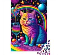 Rainbow Unicorn Cat Jigsaw Puzzle 1000 Pieces for Cat Room Decor, 52x38cm/1000pcs