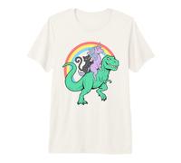 Rainbow Unicorn Cat Riding Dinosaur Boys Girls Graphic Kids Premium T-Shirt
