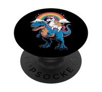 Rainbow Unicorn Cat Riding Dinosaur Space Kitten T-Rex Magic PopSockets Adhesive PopGrip