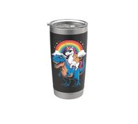 Rainbow Unicorn Cat Riding Dinosaur Space Kitten T-Rex Magic Stainless Steel Insulated Tumbler