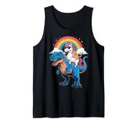 Rainbow Unicorn Cat Riding Dinosaur Space Kitten T-Rex Magic Tank Top