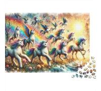 Rainbow Unicorn Cats Fantasy Art Jigsaw Puzzles Puzzle for Adults Kids. 1000 Piece Impossible Challenge Toy Educational Game Home Decoration for Educational Games Gifts 38x26cm/1000pcs