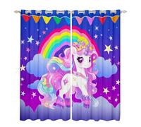 Rainbow Unicorn Curtains 2 Panels 46x54 Princess Blackout Curtains,Cartoon Magical Horse Curtains & Drapes Cute Dreamy Animal Curtains,Purple Galaxy Kawaii Unicorn Room Decor