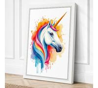 Rainbow Unicorn Dreams Canvas Wall Art Print 18x12 Inch