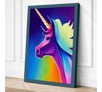 Rainbow Unicorn Dreams Canvas Wall Art Print 24x16 Inch