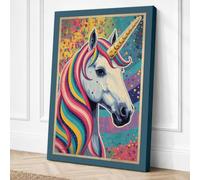 Rainbow Unicorn Dreams Modern Canvas Wall Art Print 24x16 Inch (61 x 41 cm)