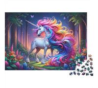 Rainbow Unicorn Fantasy Forest-1 Jigsaw Puzzles Puzzles for Adults Kids. 1000 Pieces Impossible Challenge Toy Educational Games Home Decoration for Educational Games Gifts 38x26cm/1000pcs