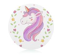 Rainbow Unicorn Glass Cutting Board Scratch Resistant Round Chopping Board for Kitchen 20 cm