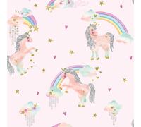 Rainbow Unicorn Glitter Girls Bedroom Wallpaper & Matching Accessories
