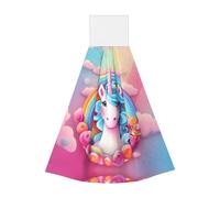 Rainbow Unicorn Hangable portable towel, velvet super absorbent kitchen towel, children's adult bathroom kitchen hanging towel