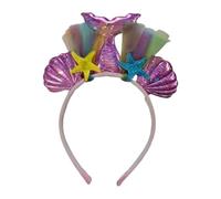 Rainbow Unicorn Horn & Mermaid With Beads Headbands, Womens & Girls Seashell Crown & Cat Ear Flower Head Bands Accessories for Birthday Party Halloween, Glitter Pink Mermaid Cat Headband