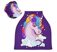 Rainbow Unicorn Horse Stretchy Baby Car Seat Cover,Canopy Nursing Covers,Soft Breathable Windproof Scarf Changepad for Winter Infant Breastfeeding Boys
