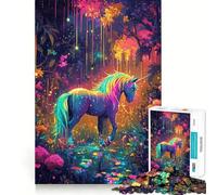 Rainbow Unicorn in Enchanted Forest 1000 Piece Jigsaw Puzzles for Adults Teenagers Skill Toy Soothing Fun Tight Edge Festival Gift (50x75cm)