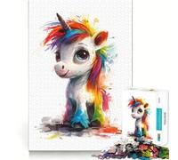 Rainbow Unicorn Jigsaw Puzzle 1000 Piece for Adults Mind Game Toy Peaceful Fun Neat Cut Art Collection Piece (50x75cm)