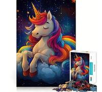 Rainbow Unicorn on Cloud 1000 Piece Jigsaw Puzzles for Teenagers Jigsaw Clear Logic Toy Peaceful Time Perfect Cut Santa Wish List (50x75cm)