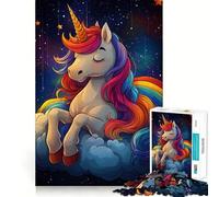 Rainbow Unicorn on Cloud Jigsaw Puzzles for Teenagers 1000 Piece Thought Toy Calm Escape Precise Edge Amazing Present (38x52cm)