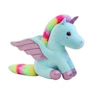 Rainbow Unicorn Plush Toy Doll - 22cm Soft Stuffed Cartoon Pegasus with Glitter Wings, Colorful Mane and Tail, Fantasy Plush Doll for Girls Comfort, Bedroom Display and Daily Play